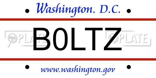 B0LTZ District Of Columbia License Plate