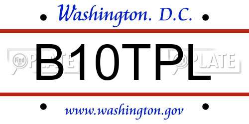 B10TPL District Of Columbia License Plate