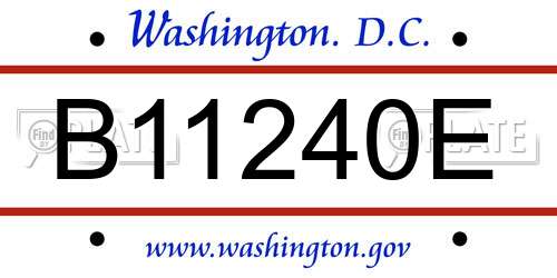 B11240E District Of Columbia License Plate
