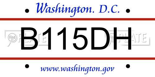 B115DH District Of Columbia License Plate