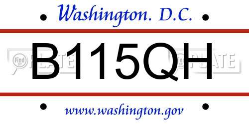 B115QH District Of Columbia License Plate