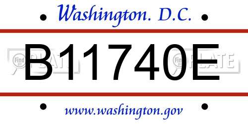 B11740E District Of Columbia License Plate