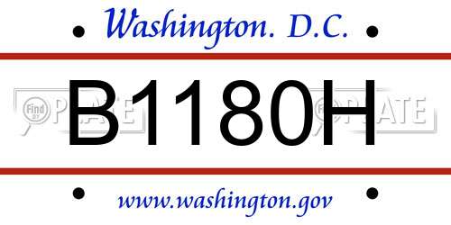 B1180H District Of Columbia License Plate