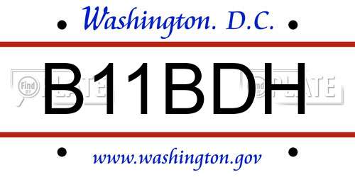 B11BDH District Of Columbia License Plate