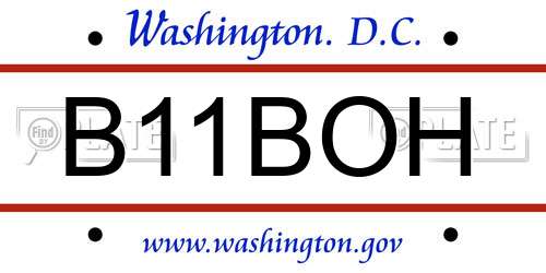 B11BOH District Of Columbia License Plate
