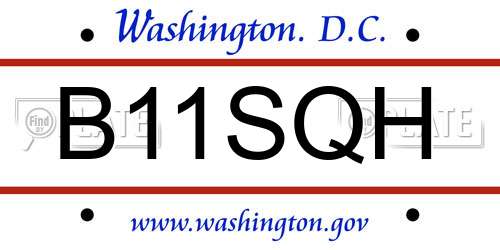 B11SQH District Of Columbia License Plate