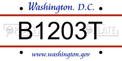 B1203T District Of Columbia License Plate