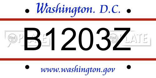 B1203Z District Of Columbia License Plate
