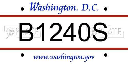 B1240S District Of Columbia License Plate