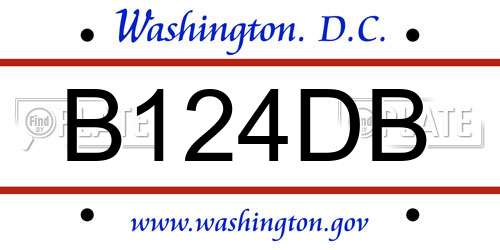 B124DB District Of Columbia License Plate