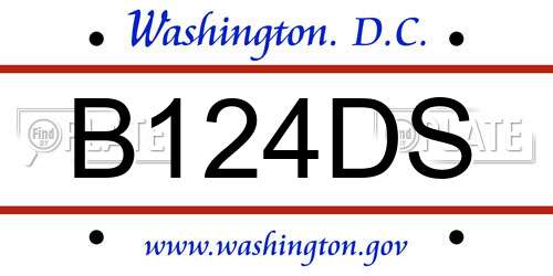 B124DS District Of Columbia License Plate