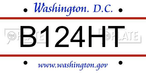B124HT District Of Columbia License Plate