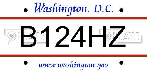 B124HZ District Of Columbia License Plate