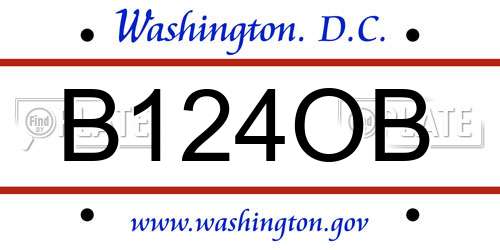B124OB District Of Columbia License Plate