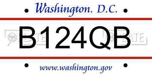 B124QB District Of Columbia License Plate