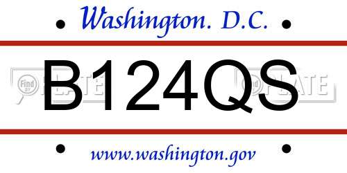 B124QS District Of Columbia License Plate