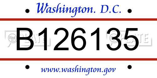 B126135 District Of Columbia License Plate