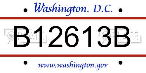 B12613B District Of Columbia License Plate