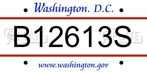 B12613S District Of Columbia License Plate