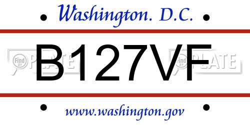 B127VF District Of Columbia License Plate