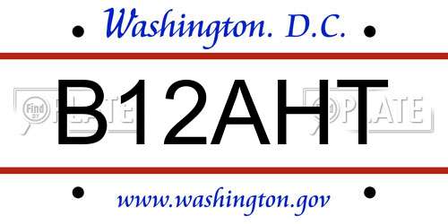 B12AHT District Of Columbia License Plate