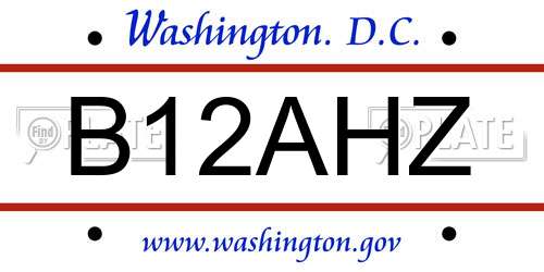 B12AHZ District Of Columbia License Plate