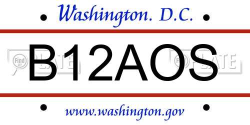 B12AOS District Of Columbia License Plate