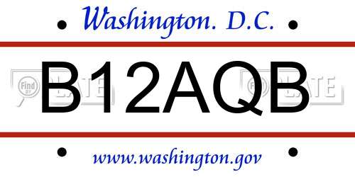 B12AQB District Of Columbia License Plate