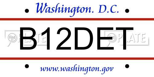 B12DET District Of Columbia License Plate