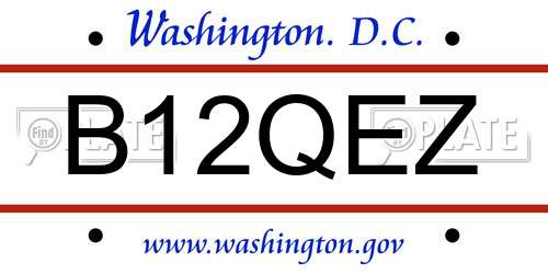 B12QEZ District Of Columbia License Plate