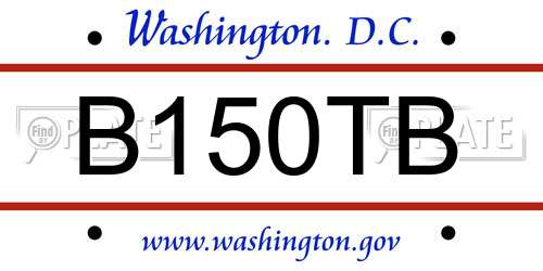 B150TB District Of Columbia License Plate