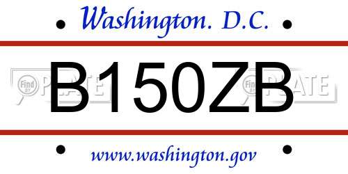 B150ZB District Of Columbia License Plate