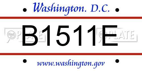 B1511E District Of Columbia License Plate
