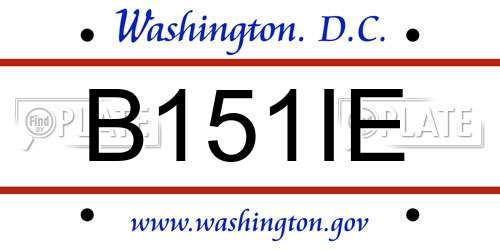 B151IE District Of Columbia License Plate