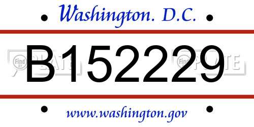 B152229 District Of Columbia License Plate