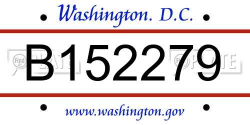 B152279 District Of Columbia License Plate