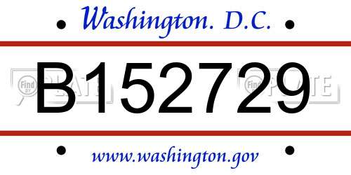 B152729 District Of Columbia License Plate