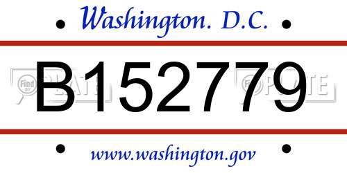 B152779 District Of Columbia License Plate