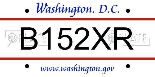 B152XR District Of Columbia License Plate