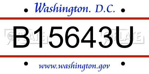 B15643U District Of Columbia License Plate