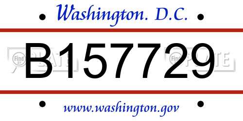 B157729 District Of Columbia License Plate