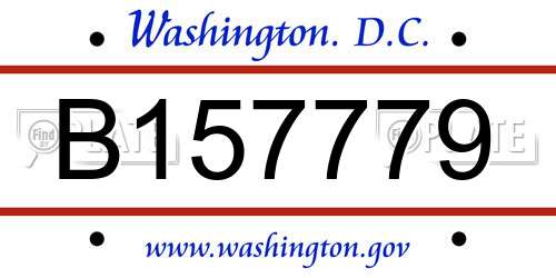 B157779 District Of Columbia License Plate