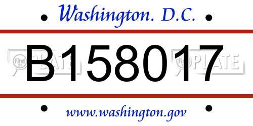 B158017 District Of Columbia License Plate