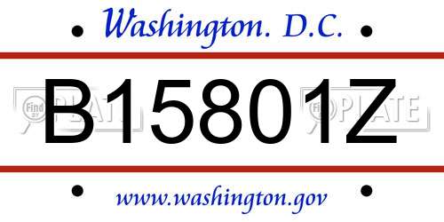 B15801Z District Of Columbia License Plate