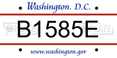 B1585E District Of Columbia License Plate