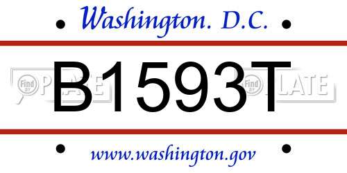 B1593T District Of Columbia License Plate