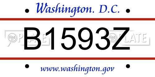 B1593Z District Of Columbia License Plate
