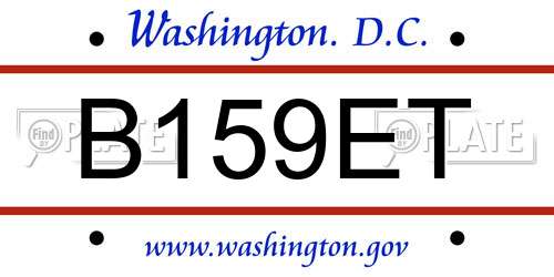 B159ET District Of Columbia License Plate