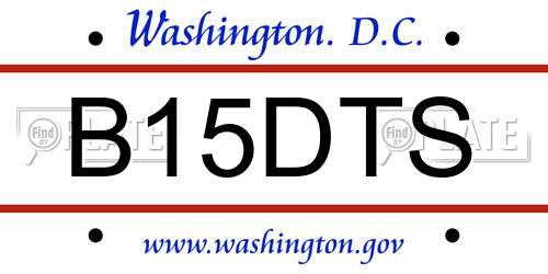 B15DTS District Of Columbia License Plate