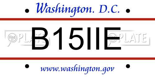 B15IIE District Of Columbia License Plate